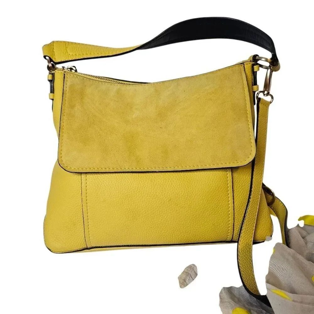 Boden yellow leather shoulder/crossbody bag.